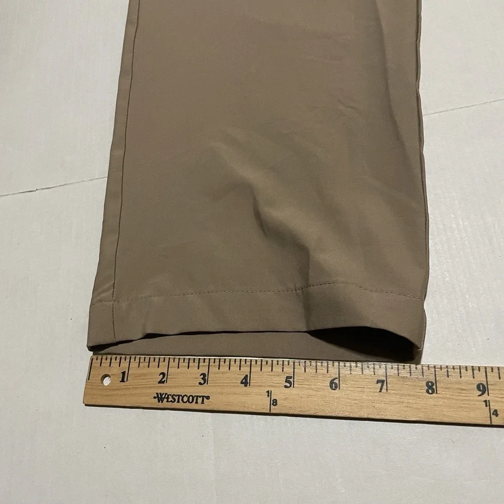 Birdie Bound Pants Mens 40 X 30 Beige Tan Golf Active Fit Stretch Zip Pocket